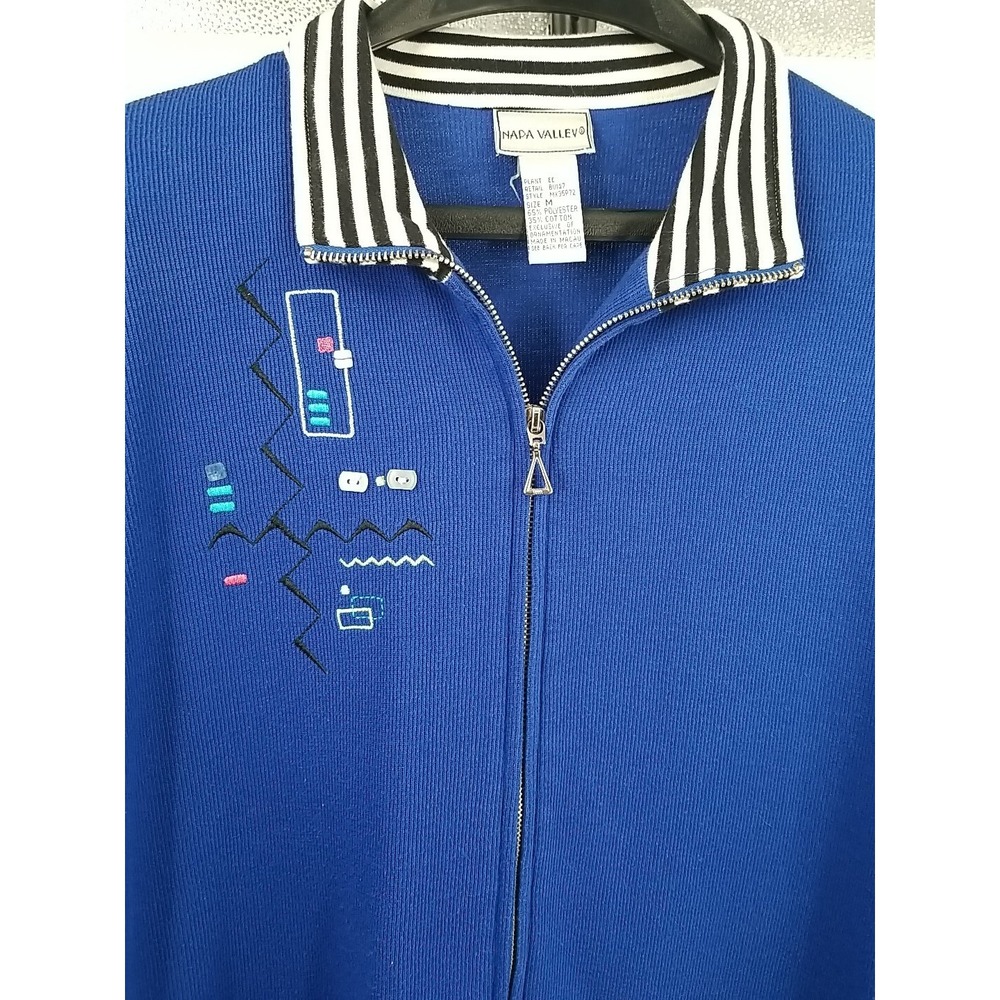2 PC Napa Valley Jacket Medium & Pants Small Set Embroidered Zipper Front Blue - Picture 4 of 9